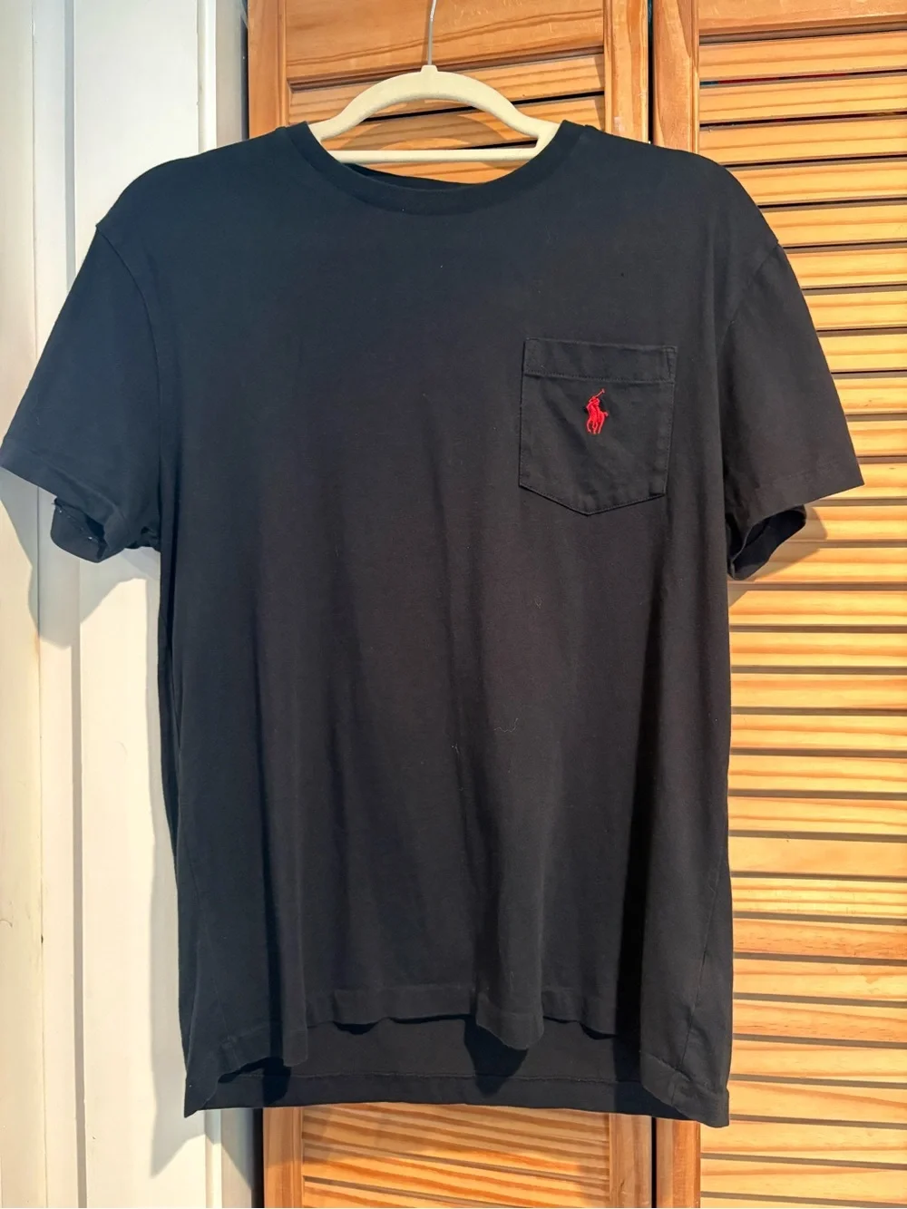 Polo Ralph Lauren Black men’s crew neck t-shirt front pocket red pony classic